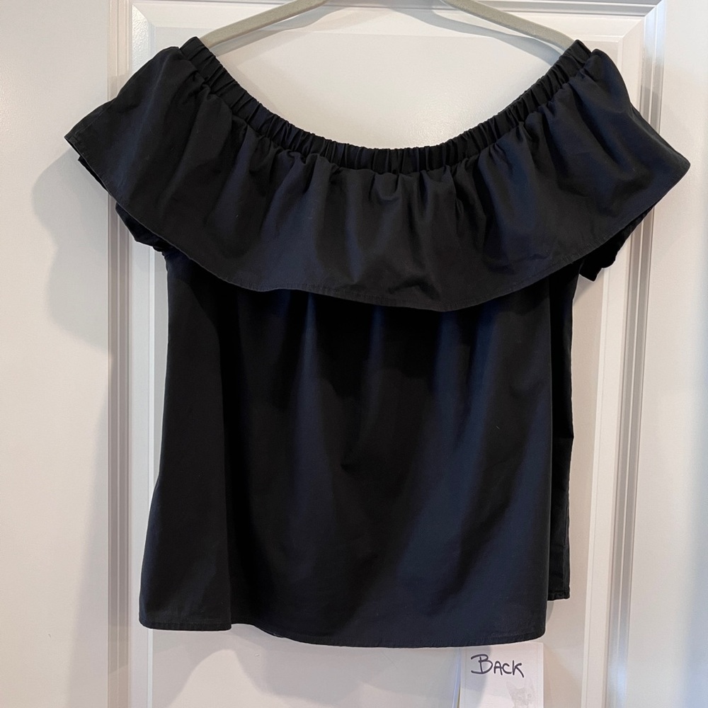 Off-The-Shoulder Ruffle Top Black Boho Size Large - Picture 8 of 11